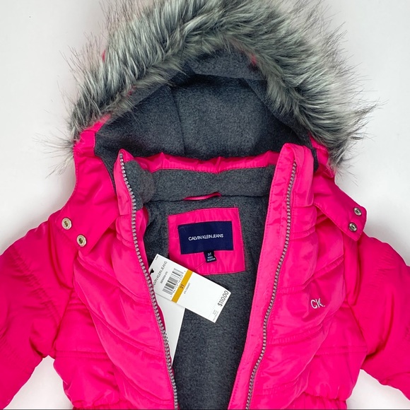 Calvin Klein Toddler Girls Long Puffer Coat 3T - Picture 7 of 11